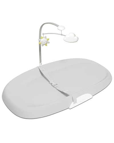 Skip Hop Baby Changing Pad Nursery Style Wipe-Clean Contoured with Cushioned Foam, Non-Skid Base, Built-in Safety Belt & Tuck-Away Toy Bar, Grey | Amazon (US)