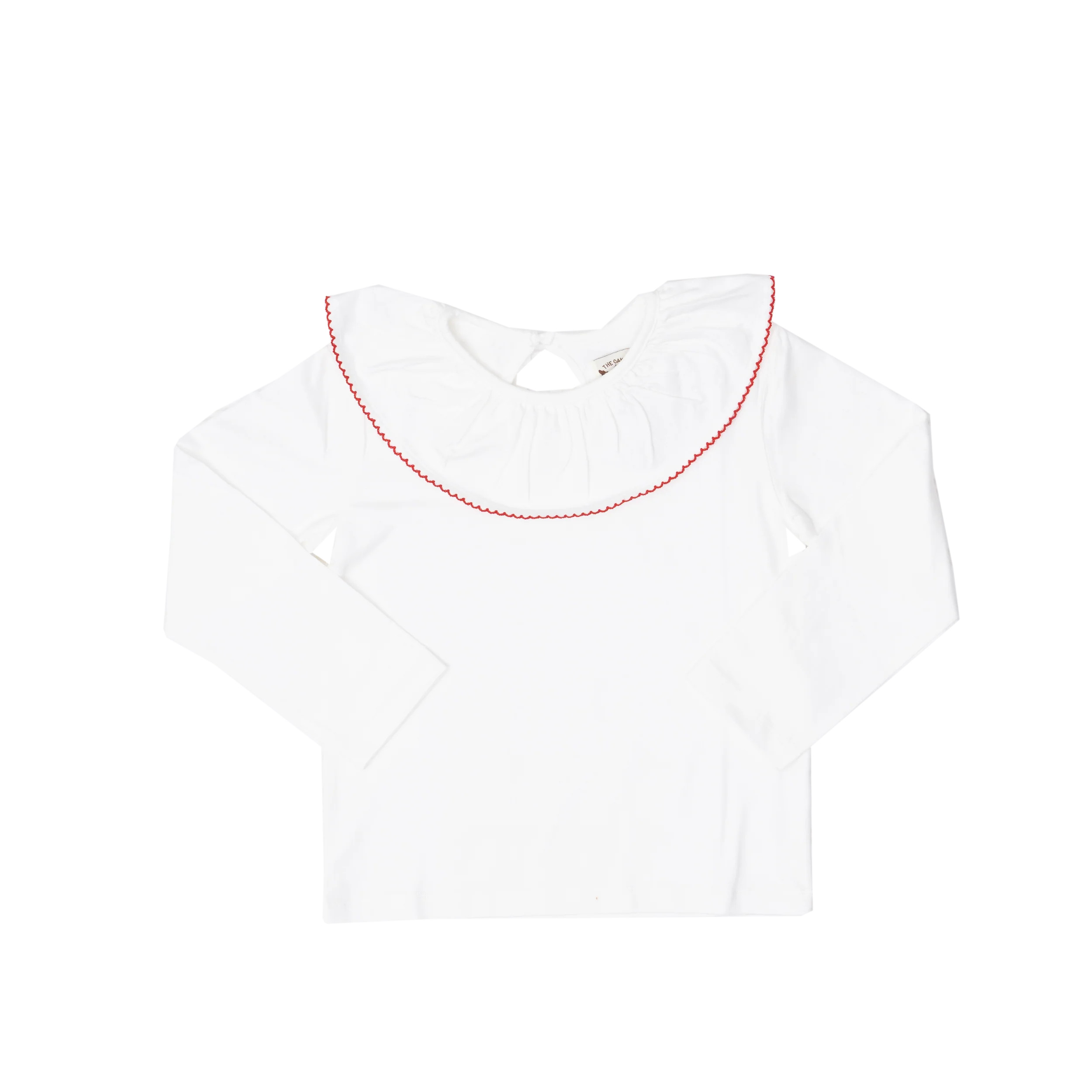 Larrison Red Moonstitch Ruffle Collar Shirt | The Oaks Apparel Company