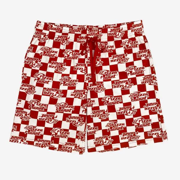 Men's Disney Toy Story 8" Pizza Planet Pajama Shorts - Red | Target