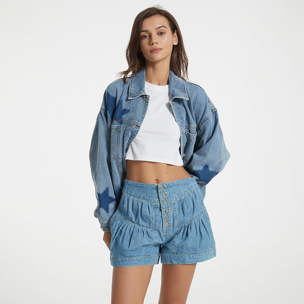 D-Sun Womens Oversized Denim Button Down Boyfriend Jean Jacket | Amazon (US)