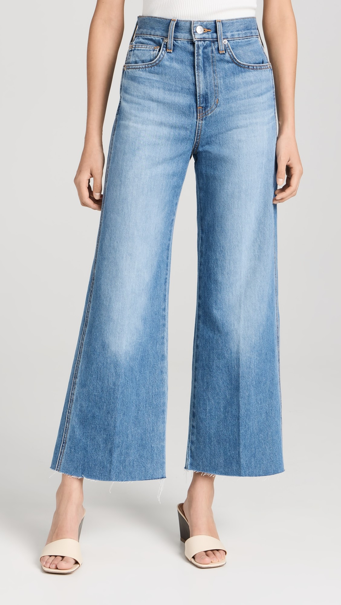 Veronica Beard Jean Taylor Cropped High Rise Wide Jeans | Shopbop | Shopbop