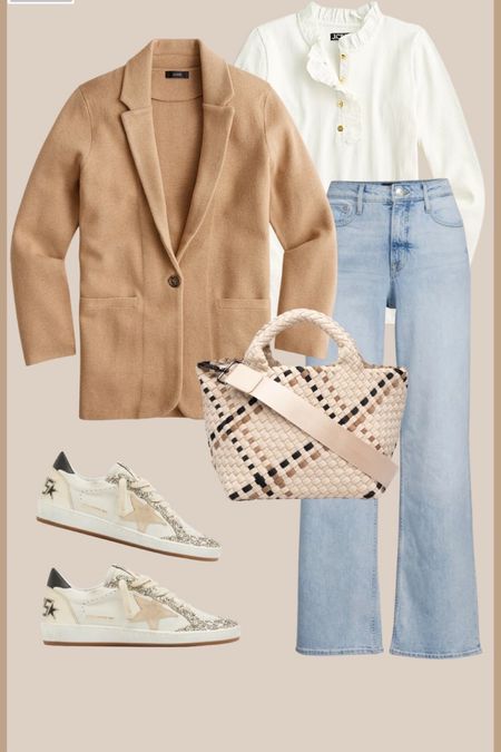 Stunning J.Crew blazer with jeans and golden goose sneakers are perfect for chilly spring vacation dinners out.

#LTKU #LTKSeasonal #LTKtravel