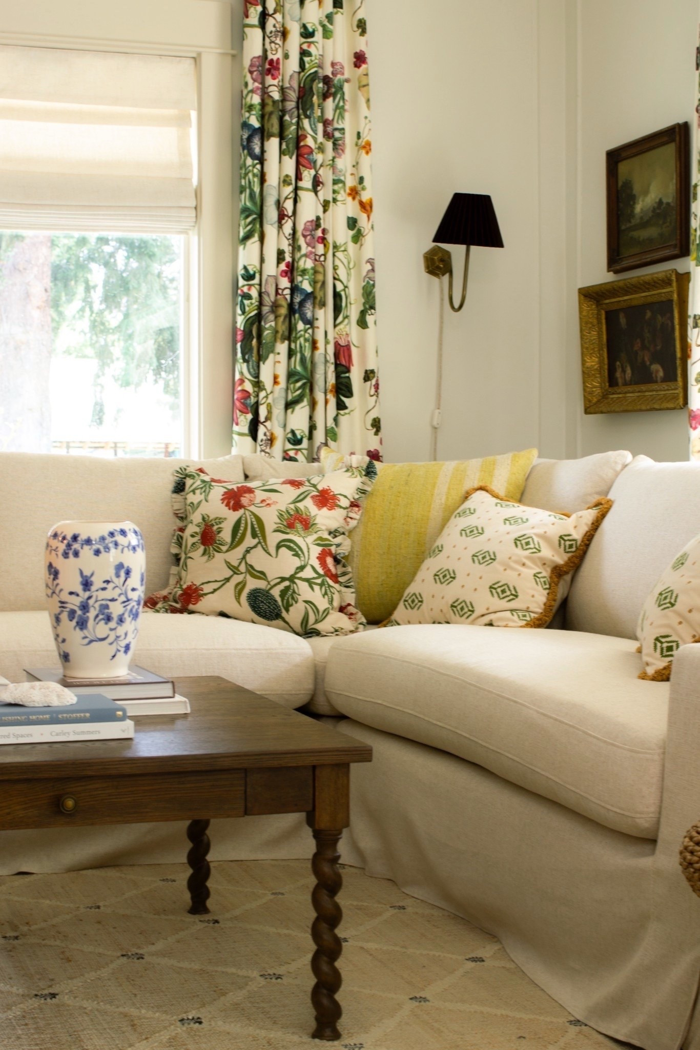 Living room reveal! Slip covered sofa, patterned pillows, barley twist coffee table, cottage, core, cottage style, floral, curtains, blue and white vase

Greenrow, interior define

#LTKHome #LTKSeasonal