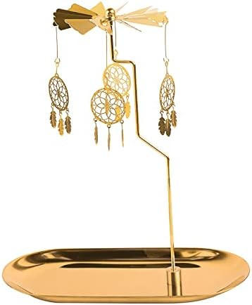 Rotating Candle Holder with Tray, Gold Candle Spining Metal Holder for Christmas, Valentine's Day, P | Amazon (US)