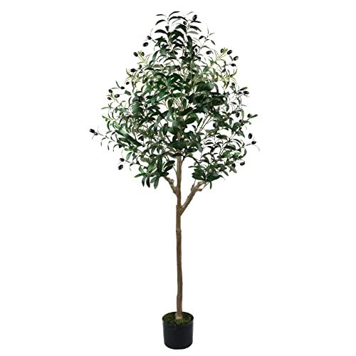 CROSOFMI Artificial Olive Tree Plant 5.9 Feet Fake Topiary Silk Tree, Perfect Faux Plants in Pot for | Amazon (US)