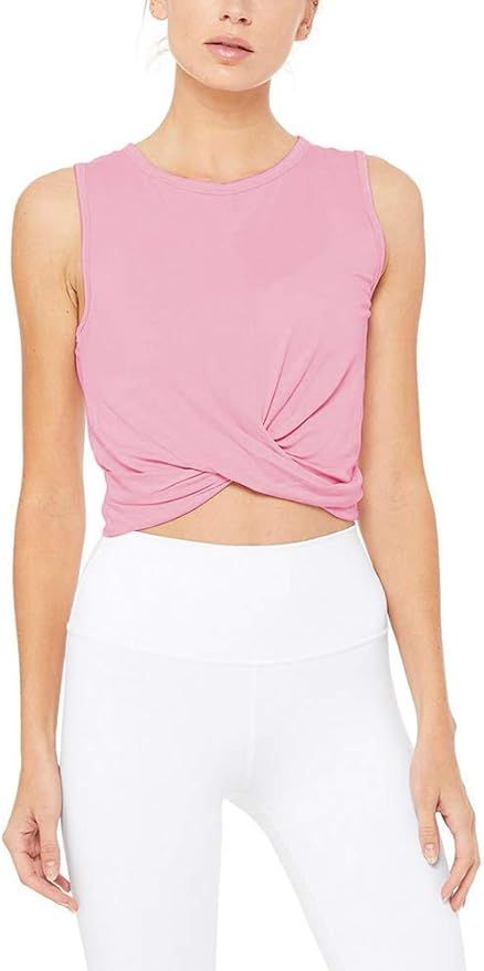 Bestisun Womens Cropped Workout Tops Flowy Gym Workout Crop Top Athletic Yoga Shirts Dance Tops | Amazon (US)