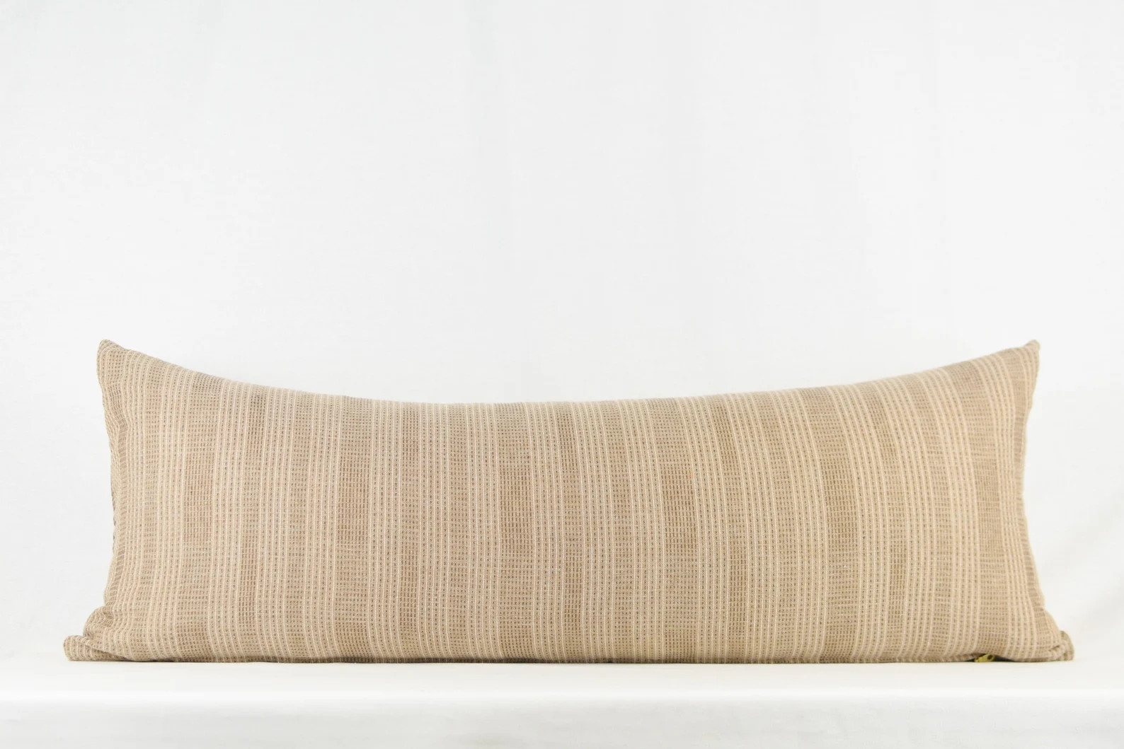 Tina Long Lumbar - Woven Cotton Tan, Brown and Ivory Striped Long Lumbar Pillow. Modern Farmhouse... | Etsy (US)