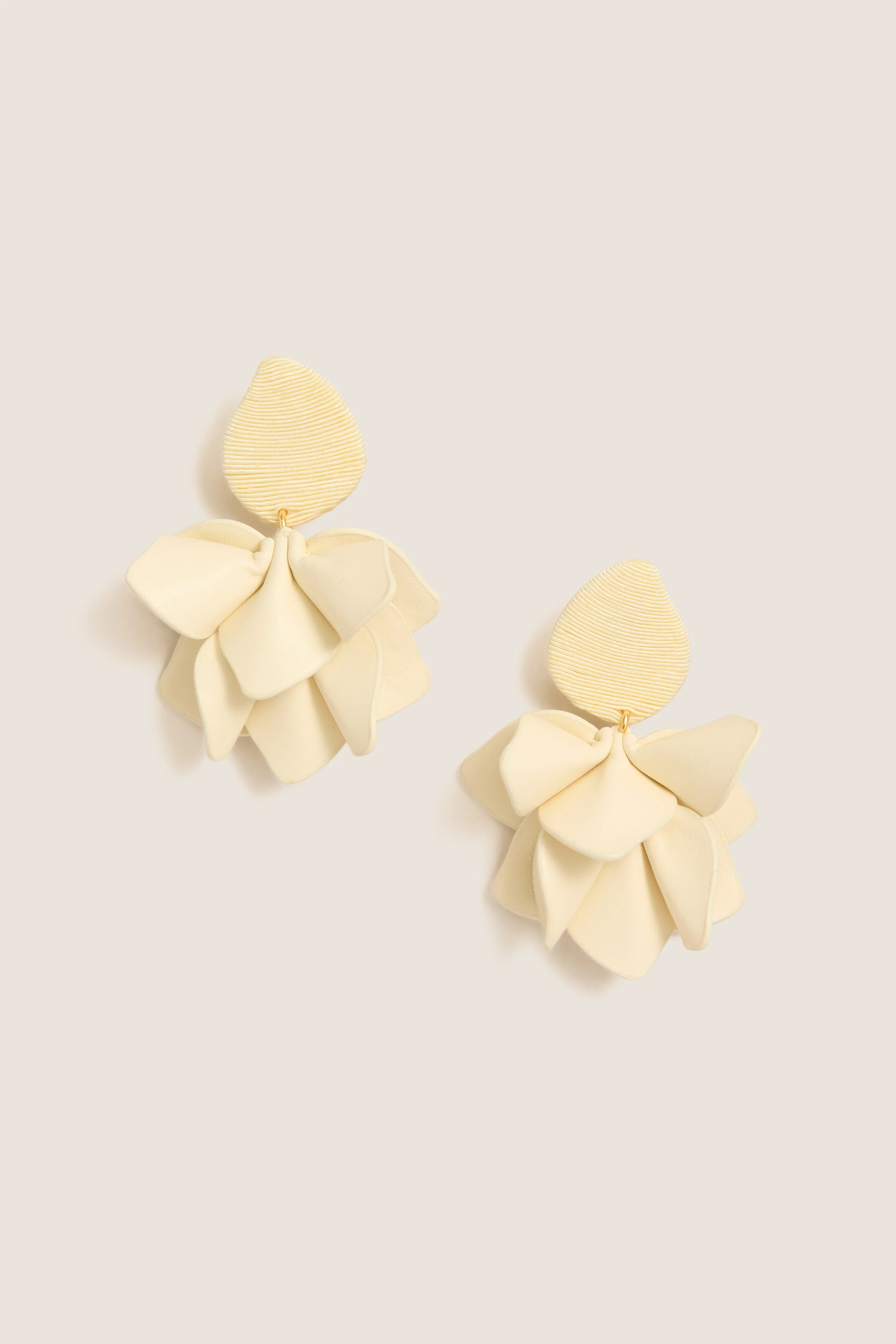 Cream Silk and Leather Orchid Earring | Tuckernuck (US)