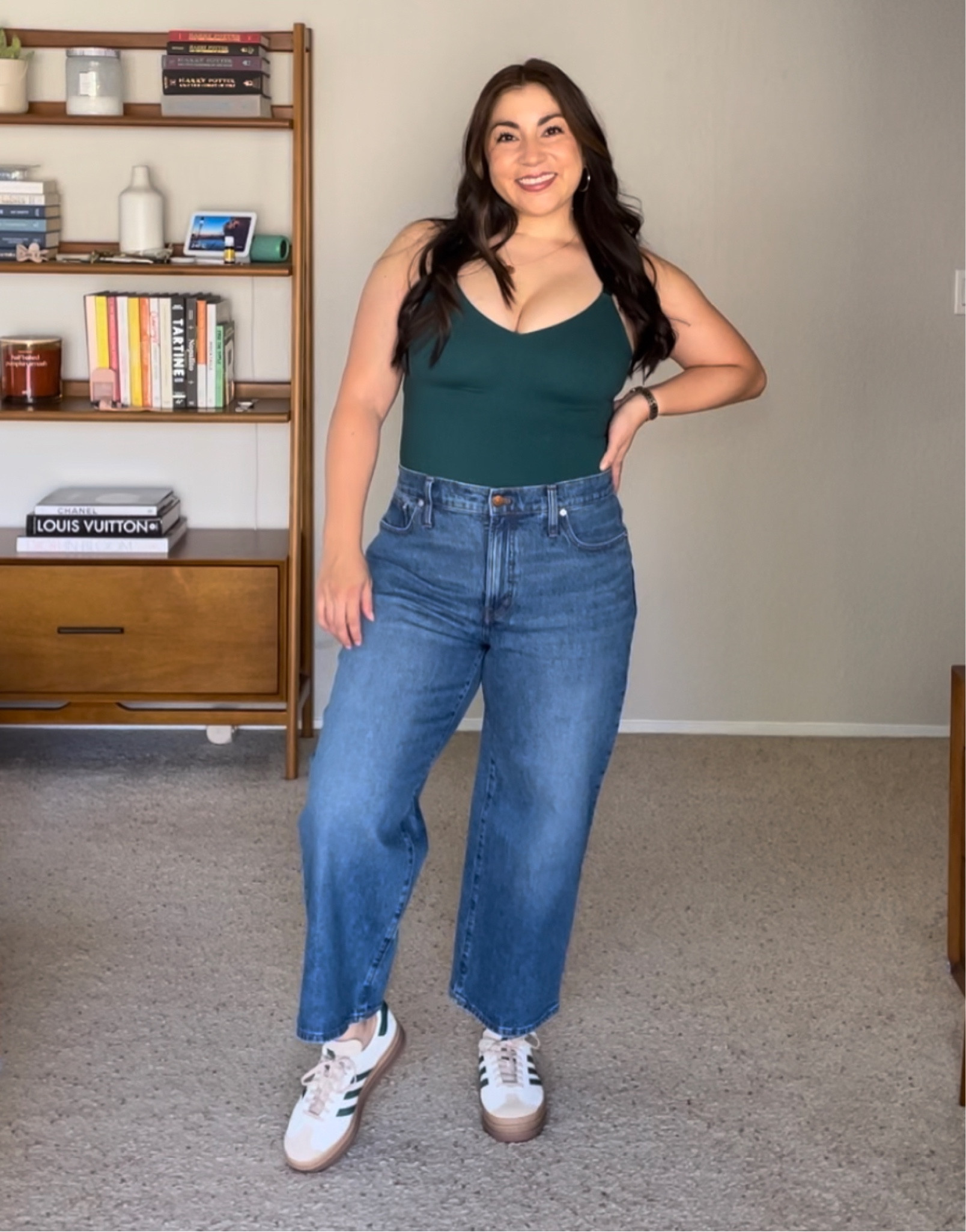 3 outfits; 1 shoe 

Shoe: Green/Sand Platform Gazelle Adidas 

My exact shoe color is sold out, but added a ton of other options. 

#LTKxMadewell #LTKmidsize