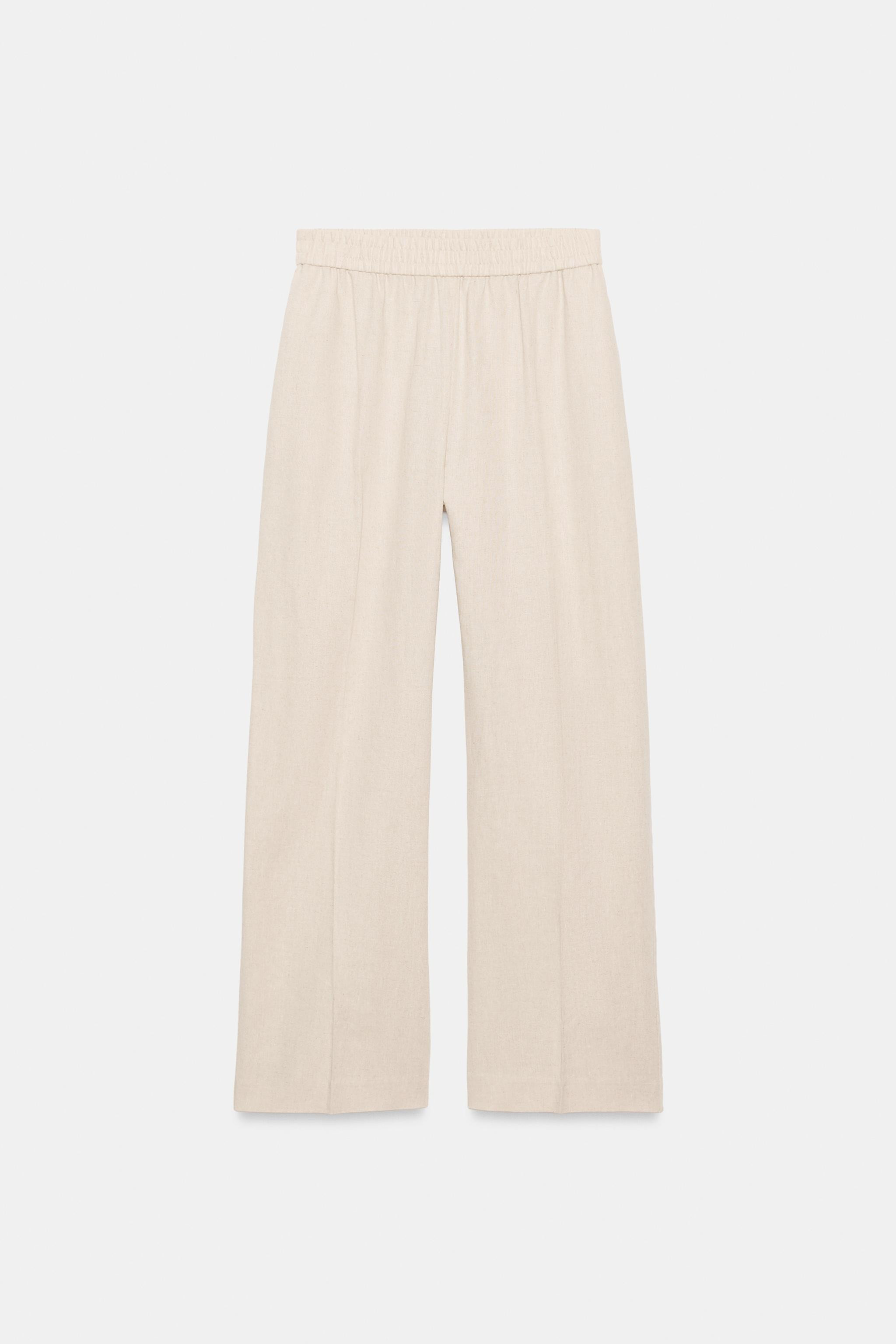 LINEN BLEND STRAIGHT LEG PANTS | Zara US
