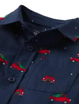 Baby And Toddler Boys Dad And Me Truck Poplin Button Up Shirt - tidal | The Children's Place