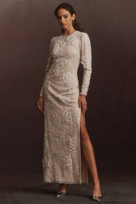 BHLDN Long-Sleeve Beaded Maxi Dress | Anthropologie (US)