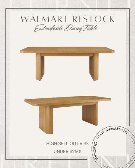 Back in stock 🚨- don't miss out on this wood extendable dining table that is under $250!

Dining table affordable // rectangular dining table // extendable table // Walmart home deals // Walmart furniture // dining room furniture 

#LTKfamily #LTKhome