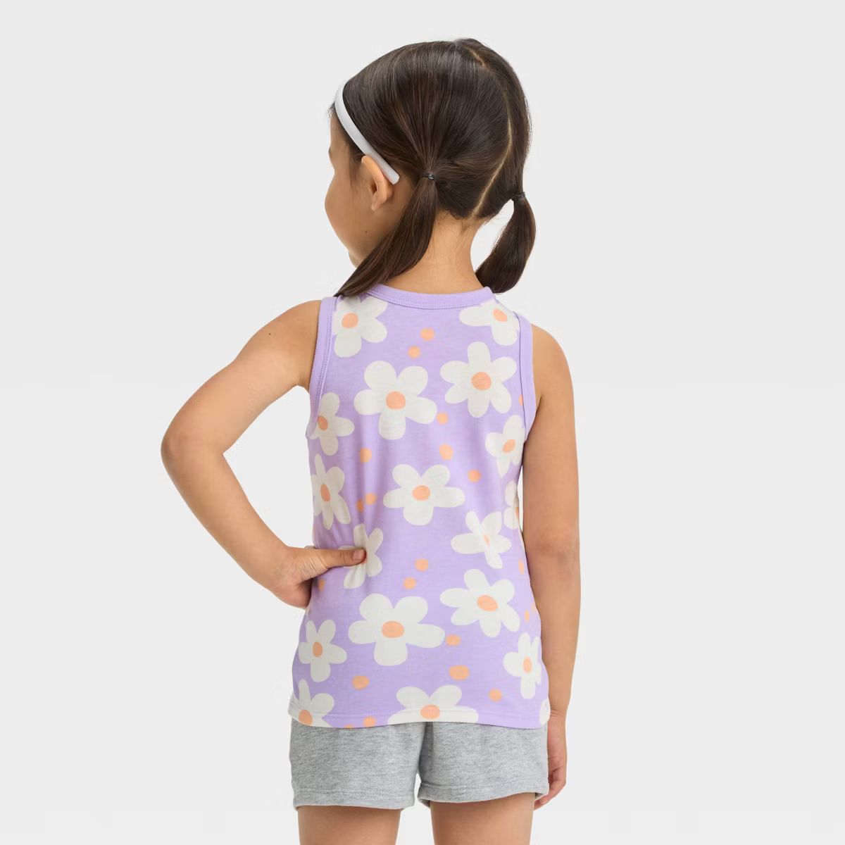 Toddler Girls' Floral Tank Top - Cat & Jack™ Lavender 12M | Target