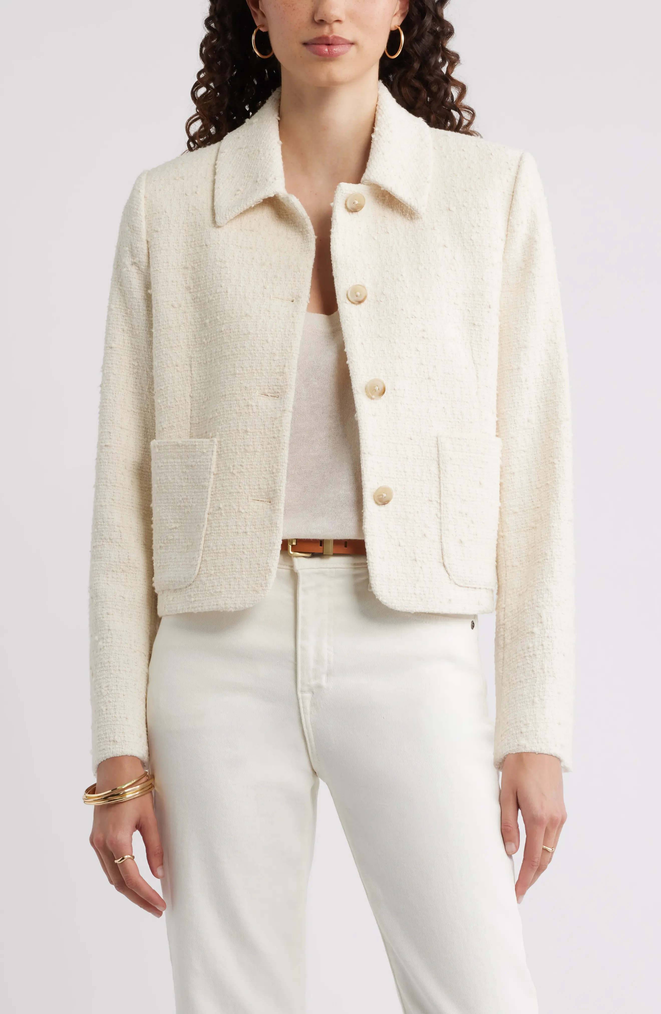 Tweed Crop Patch Pocket Jacket (Women) | Nordstrom | Nordstrom