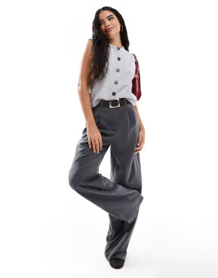 Vero Moda button through sleeveless vest in light grey melange | ASOS (Global)