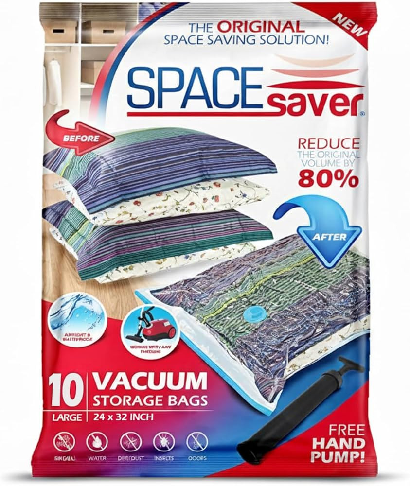 10 Pack Large Vacuum Storage Bags for Comforters, Blankets & Clothes – Vacuum Sealed Compressio... | Amazon (US)