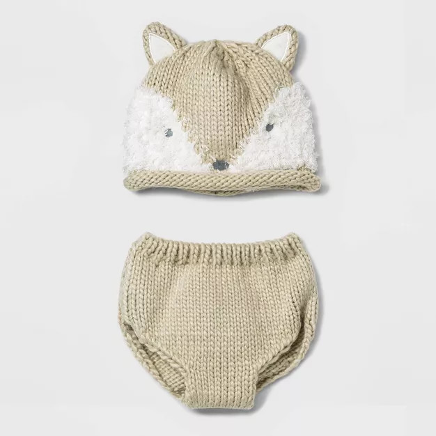 Baby Fox Hat and Diaper Cover Set - Cloud Island™ White | Target