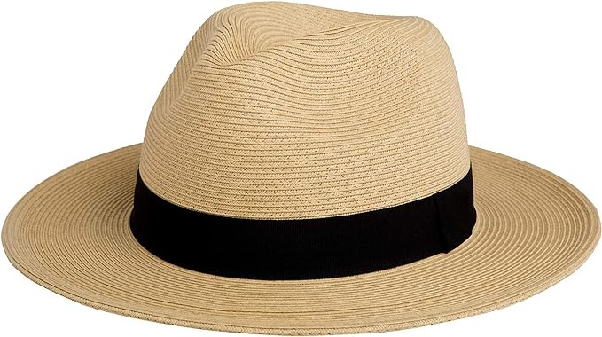 Pineapple&Star Sun Straw Fedora Beach Hat Fine Braid UPF50+ for Unisex | Amazon (US)