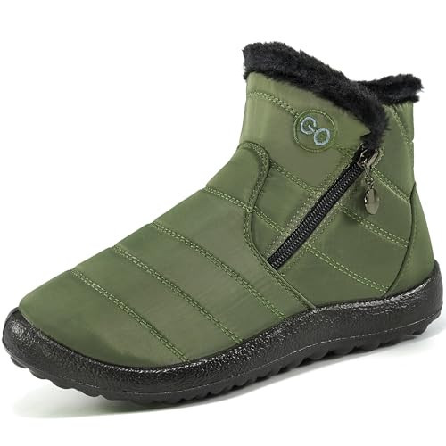 Snow Boots for Women Winter Boot with Comfortable Warm Fur Lined Ankle Booties Outdoor Slip On Waterproof Short Boots | Amazon (US)