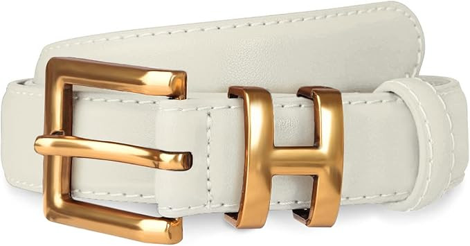 Women's Fashion Classic Metal Buckle Leather Belt with Jeans Dress | Amazon (US)