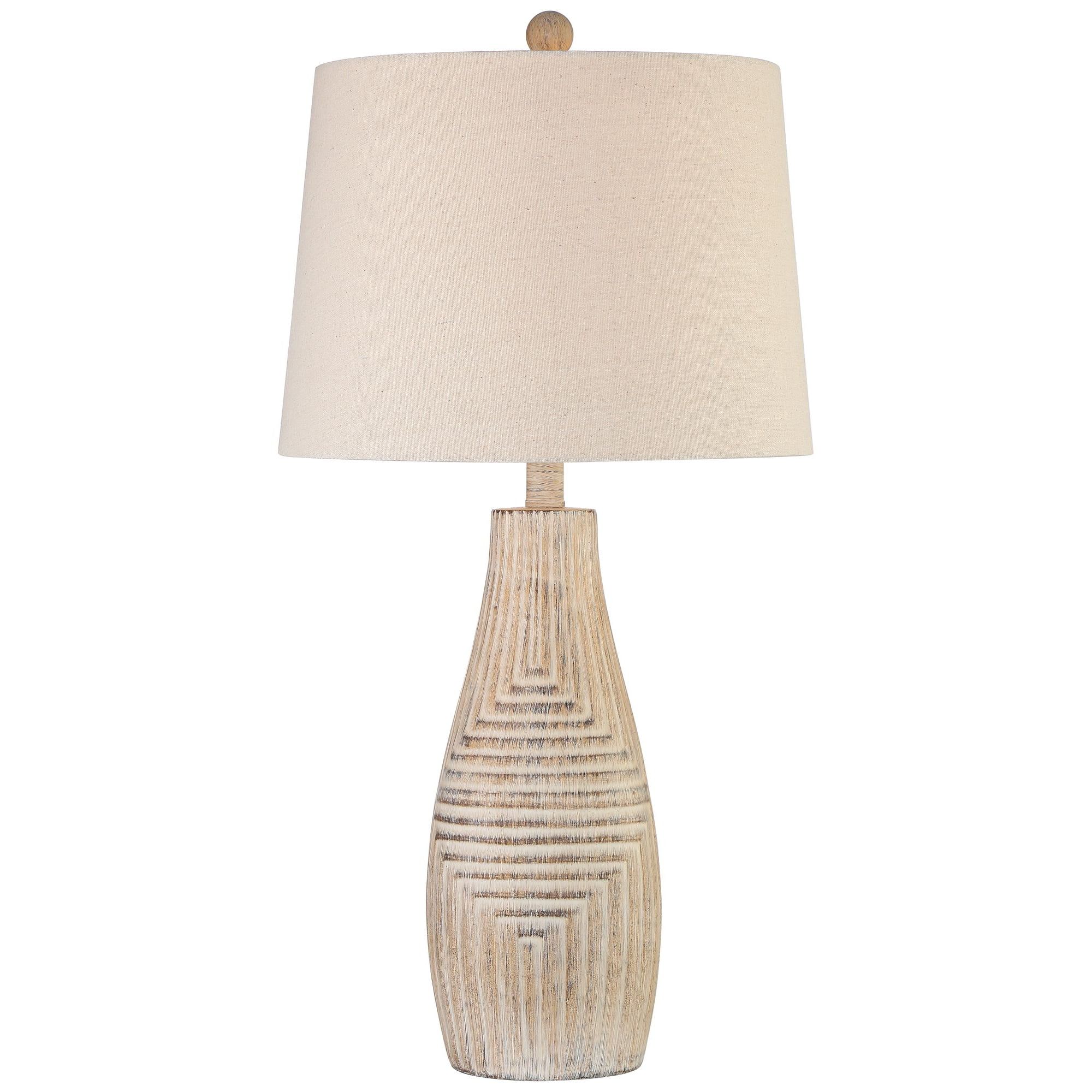 John Timberland Southwest Rustic Table Lamp Faux Light Wood Oatmeal Fabric Drum Shade for Living ... | Walmart (US)