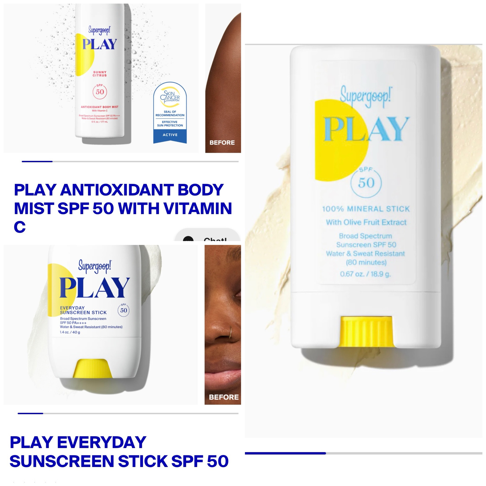 Supergoop Sale Haul:
- My #1 favorite spray sunscreen: Supergoop’s Play Antioxidant Body Mist (SPF 50). Has vitamin C, a nice citrus scent, and leaves a pretty non-sticky glow. It’s seriously top tier.
- Play Everyday Sunscreen Stick SPF 50: Portable sunscreen stick that’s great to keep on hand for quick and non-messy application. I don’t use this one as my primary sunscreen, but I like having it in my bag to easily re-apply on the go!
- Play Mineral Sunscreen Stick SPF 50: This mineral version of the Play Everyday Sunscreen Stick does leave a white cast, but it’s a good choice for kids.

#LTKActive #LTKselfcare #LTKdayinmylife