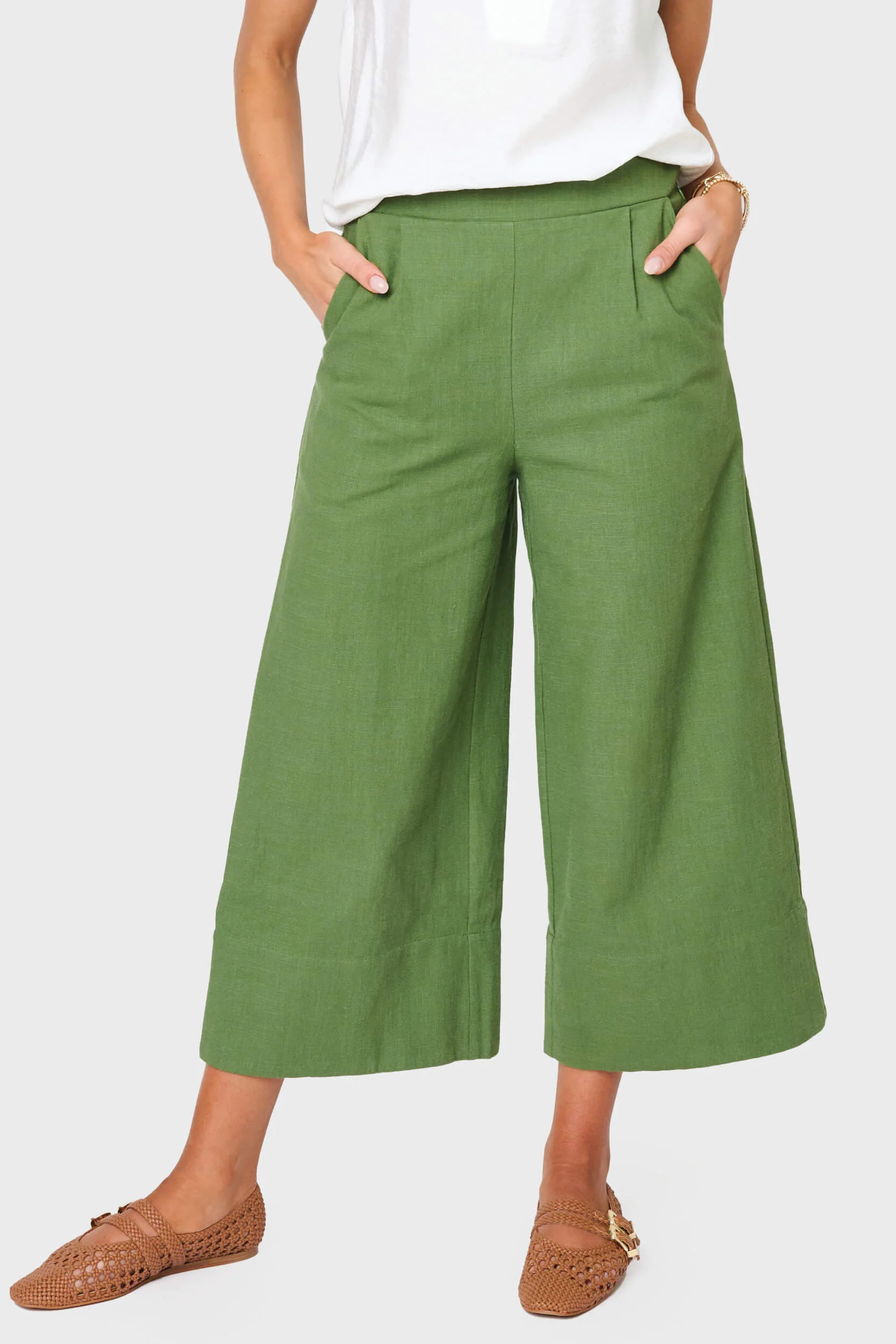 Wide Hem Cropped Linen Pant | Gibson