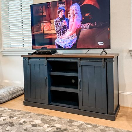 Navy blue tv stand / barn door storage cabinet / living room furniture / home decor 

#LTKHome