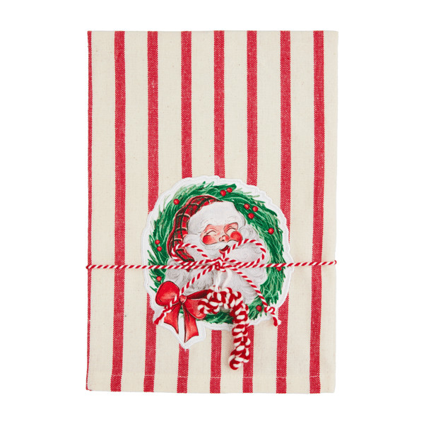 Santa Wreath Patch Towel | Mud Pie
