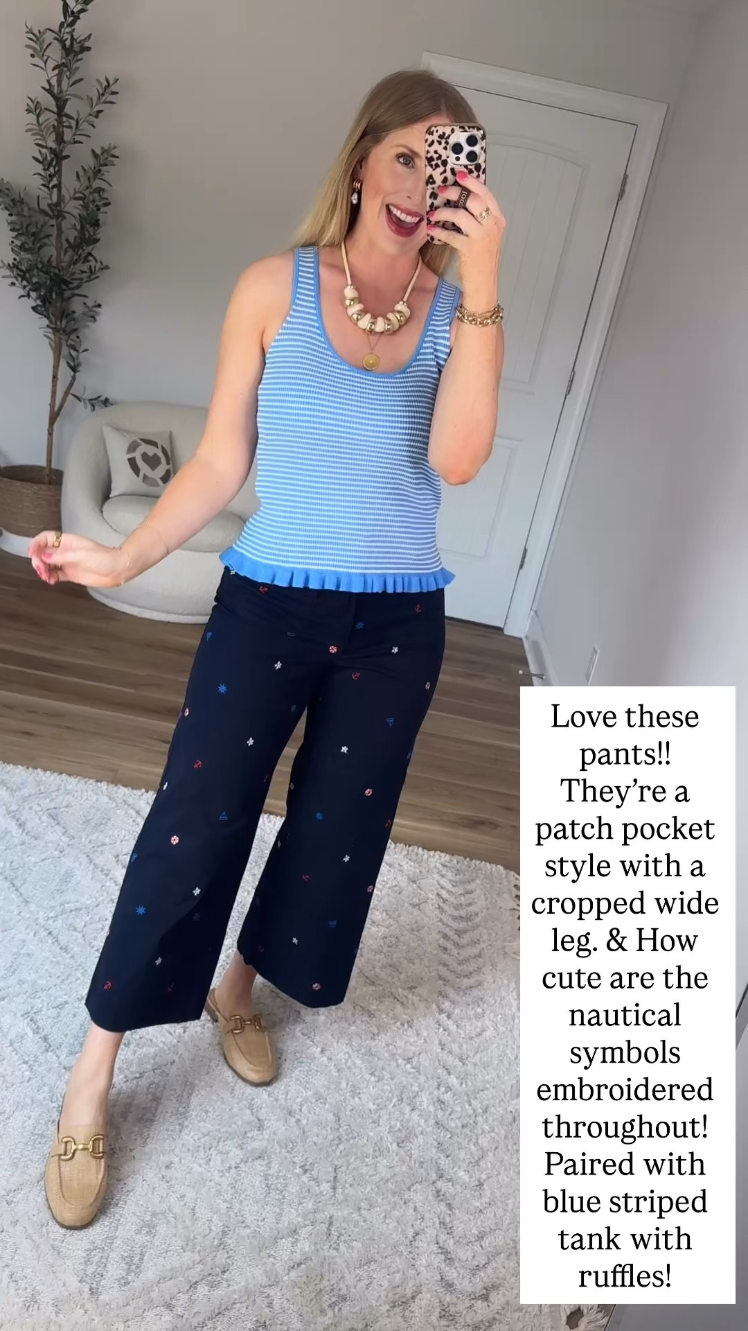Walmart try on, Walmart style, nautical embroidered pants, ruffle tank

#LTKmomlife #LTKootd
