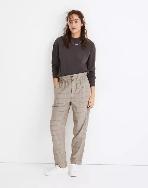 Paperbag Tapered Pants in Glen Plaid | Madewell