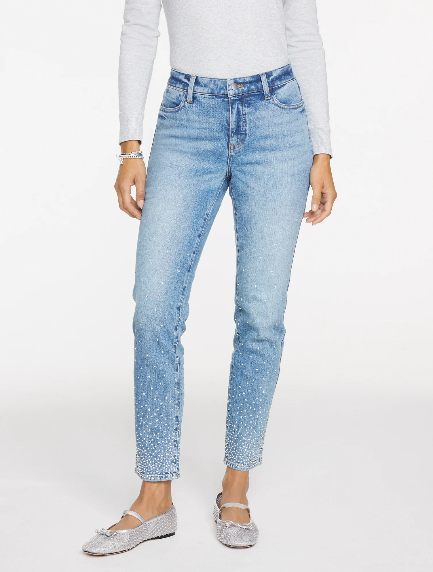 Slim Ankle Rhinestone Jeans - Avalon Wash - 14 Talbots | Talbots