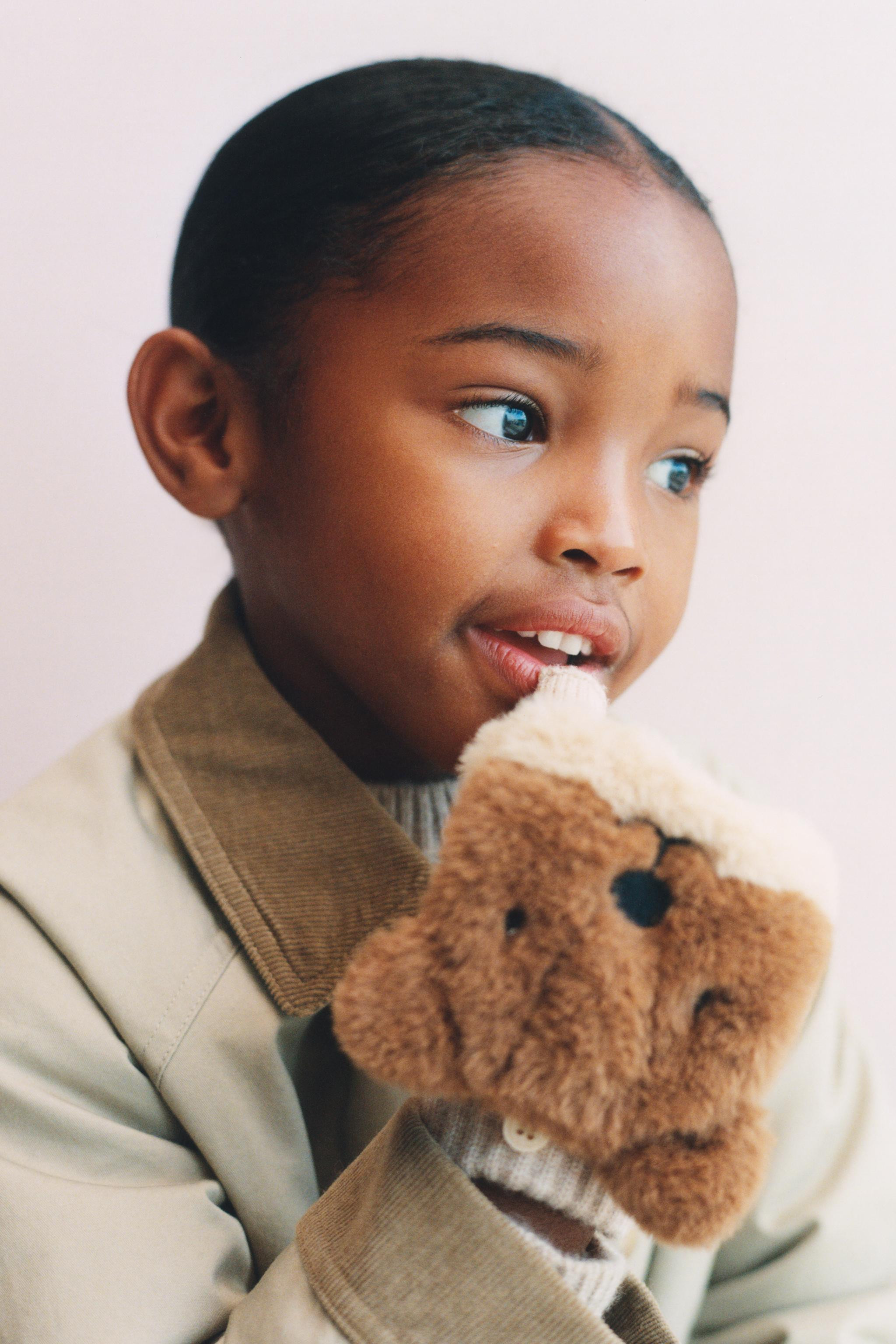 BEAVER FUR EFFECT MITTEN GLOVES | Zara US