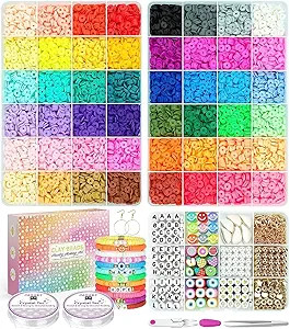 Bracelet Making Kit - 12000 Pcs Clay Beads, 48 Colors in 3 Boxes, Friendship Bracelet Kit with El... | Amazon (US)