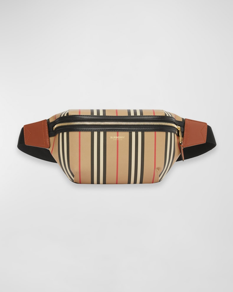 Burberry Sonny Icon Stripe E-Canvas Belt Bag | Neiman Marcus