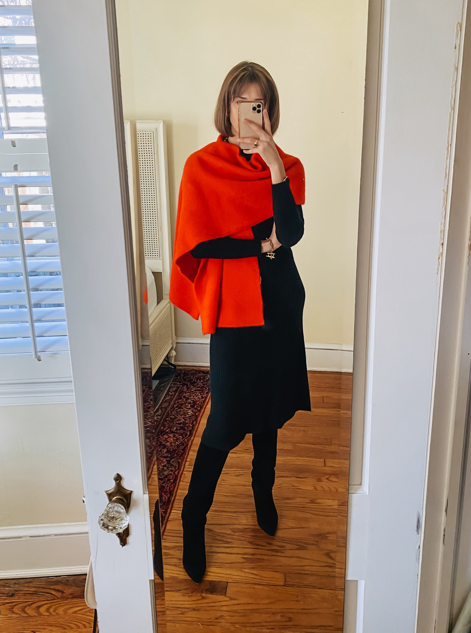 Throw a giant red scarf over your black dress and call it festive! 

#LTKSeasonal #LTKover40 #LTKHoliday