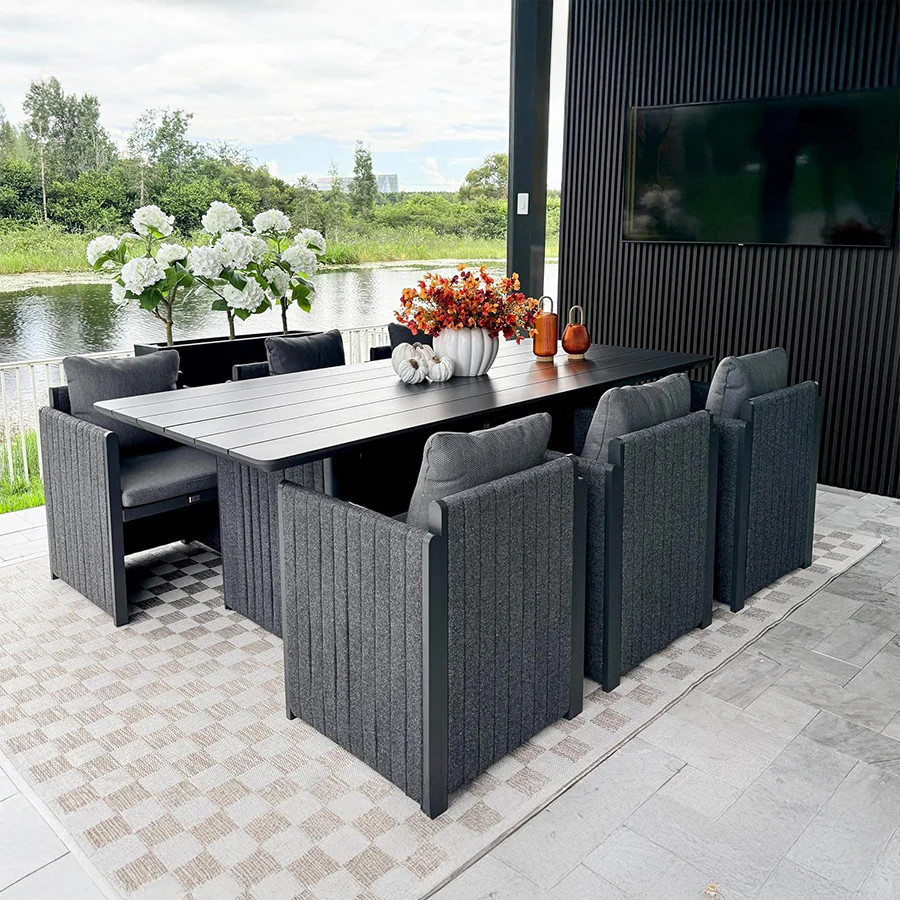 PURPLE LEAF Sanori Outdoor Dining Set Weather-Resistant Aluminum Table and Chairs Set with Backre... | Purple Leaf