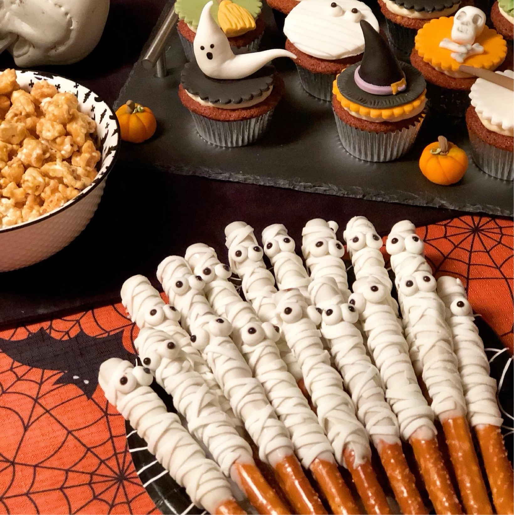 Elevate your Halloween parties with these adorable mummy pretzels! Simply dip pretzel sticks into melted white chocolate, wrap with some fondant ribbons, and top with some candy eyeballs. You can also drizzle chocolate instead of using fondant if preferred 😊  

#LTKkids #LTKSeasonal #LTKHalloween