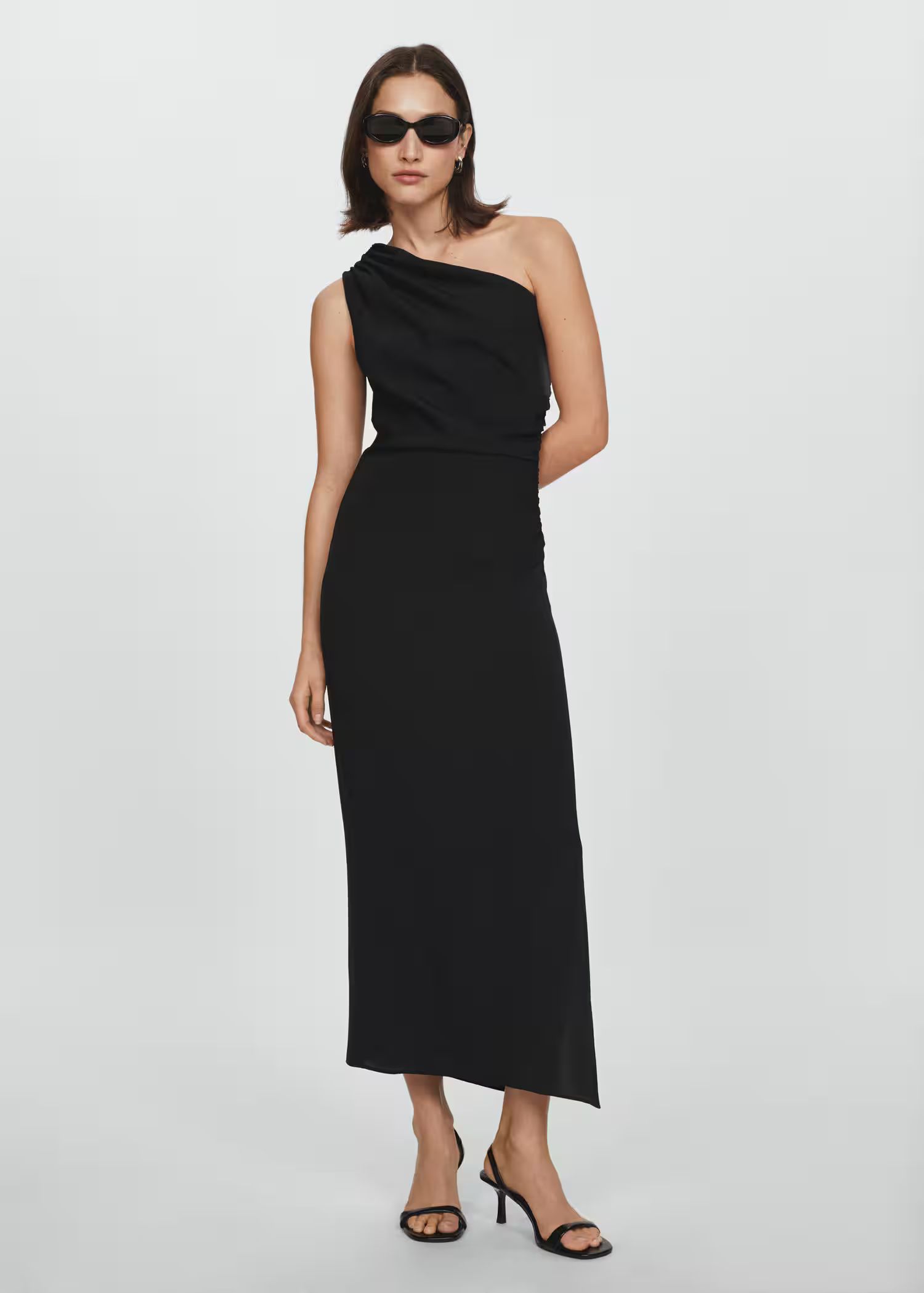 Asymmetrical dress with side slit -  Woman | Mango Canada | Mango Canada