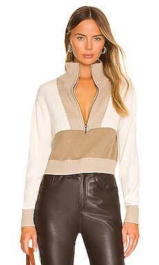 L'Academie Cheshire Half Zip Sweater in Multi Neutral from Revolve.com | Revolve Clothing (Global)