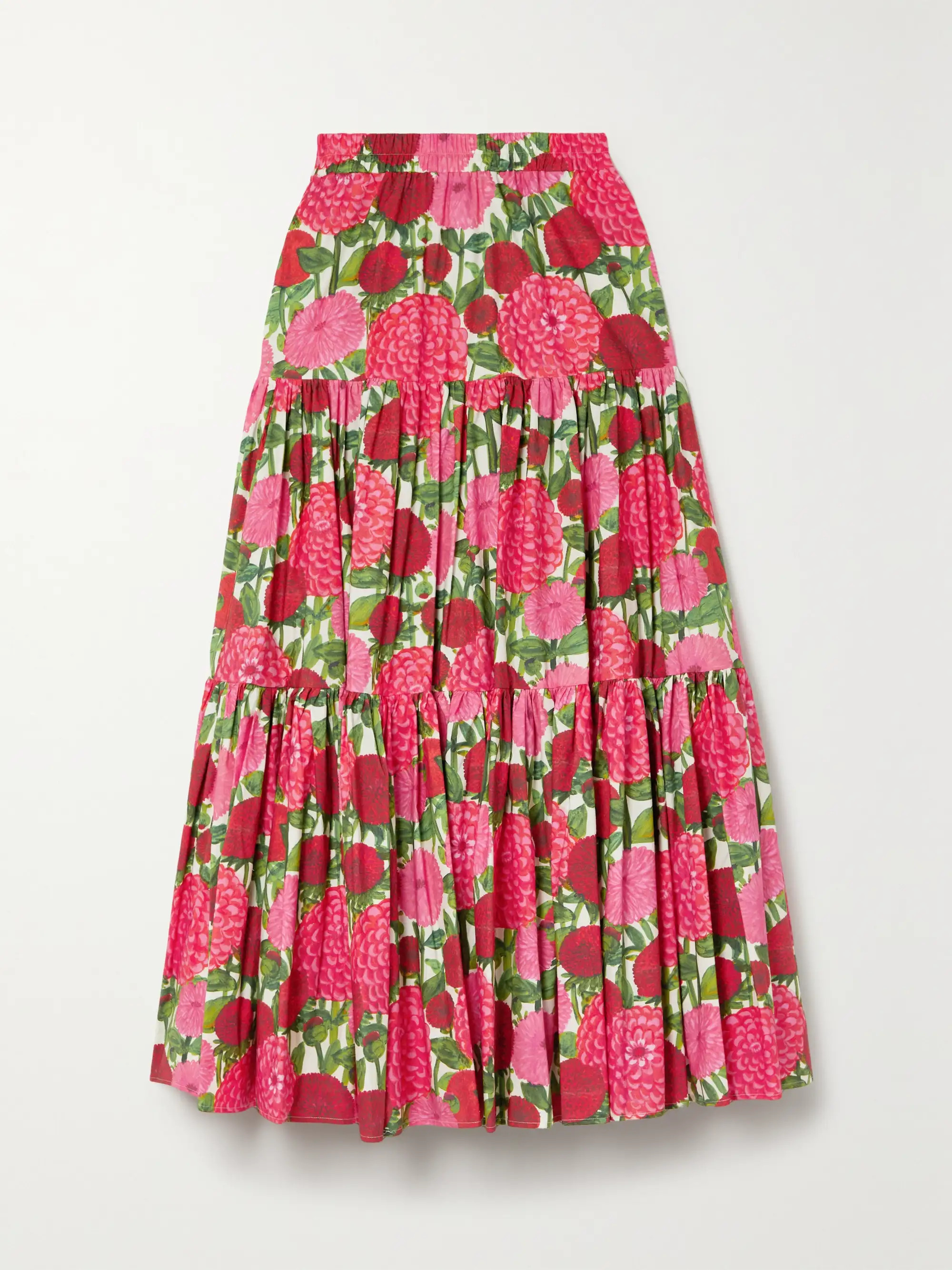LA DOUBLEJBig tiered floral-print cotton-poplin maxi skirt$590EXCLUSIVE | NET-A-PORTER (US)