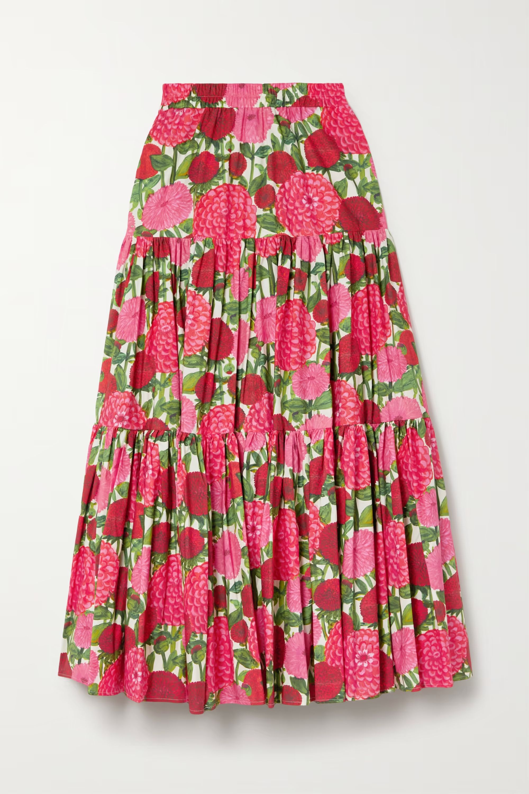 LA DOUBLEJBig tiered floral-print cotton-poplin maxi skirt$590EXCLUSIVE | NET-A-PORTER (US)