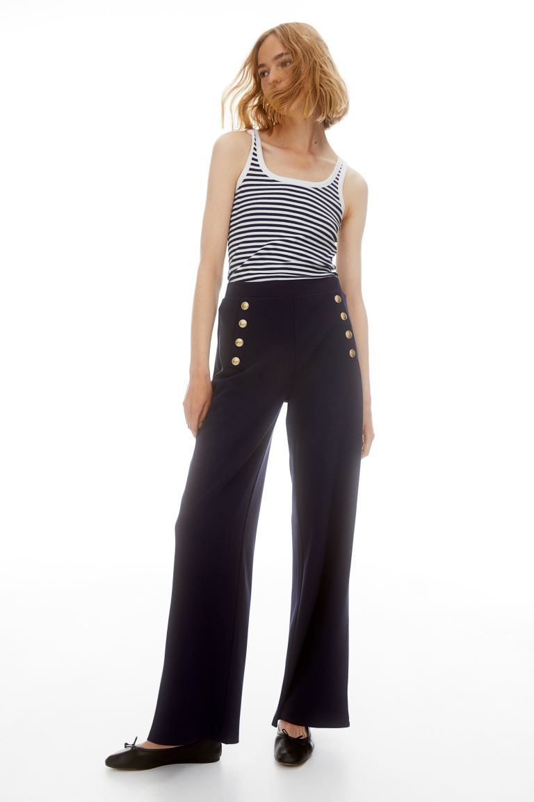 Button-front Pants - Black - Ladies | H&M US | H&M (US + CA)