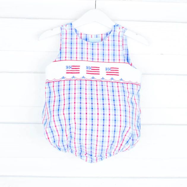 Flag Smocked Americana Plaid Sun Bubble | Classic Whimsy