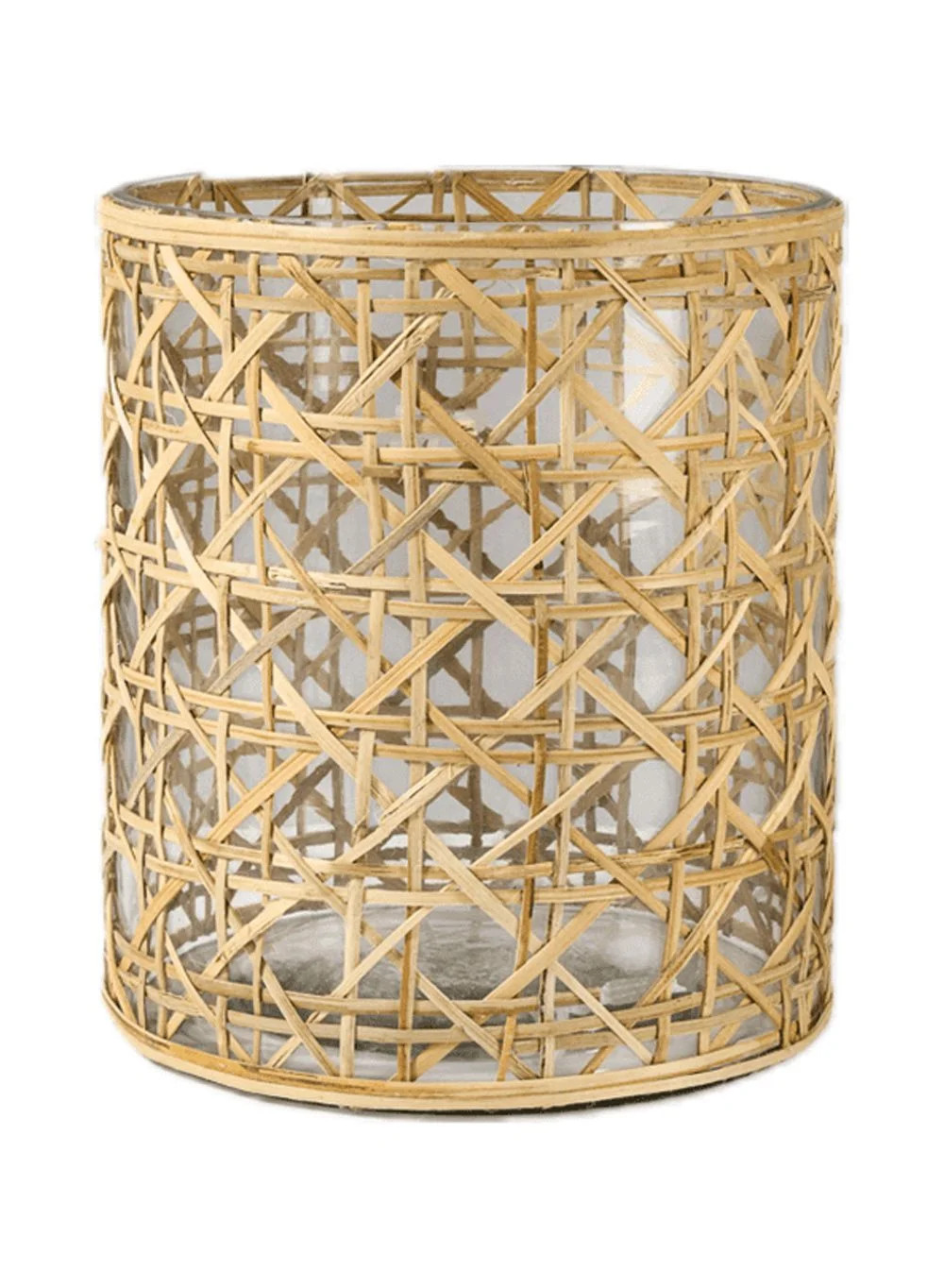 Serene Spaces Living Saigon Cane Wrapped Glass Hurricane Candle Holder, Candle Centerpieces for T... | Walmart (US)