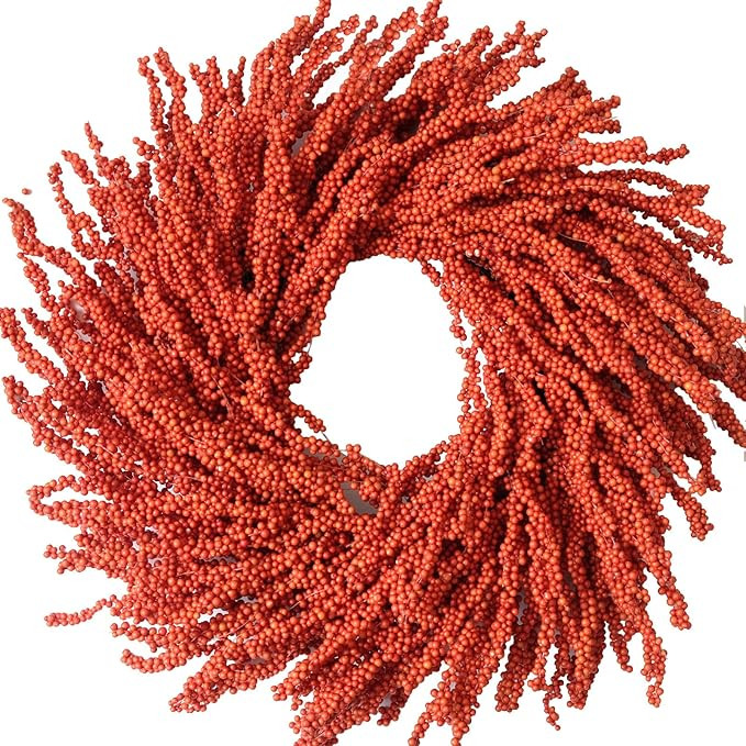 26 Inch Fall Wreath with Orange Berries for Front Door, Autumn Festival Wreath for Indoor and Out... | Amazon (US)