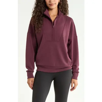 Zella Ultrasoft Half Zip Pullover in Brown Mole Heather at Nordstrom, Size Xx-Large | Nordstrom