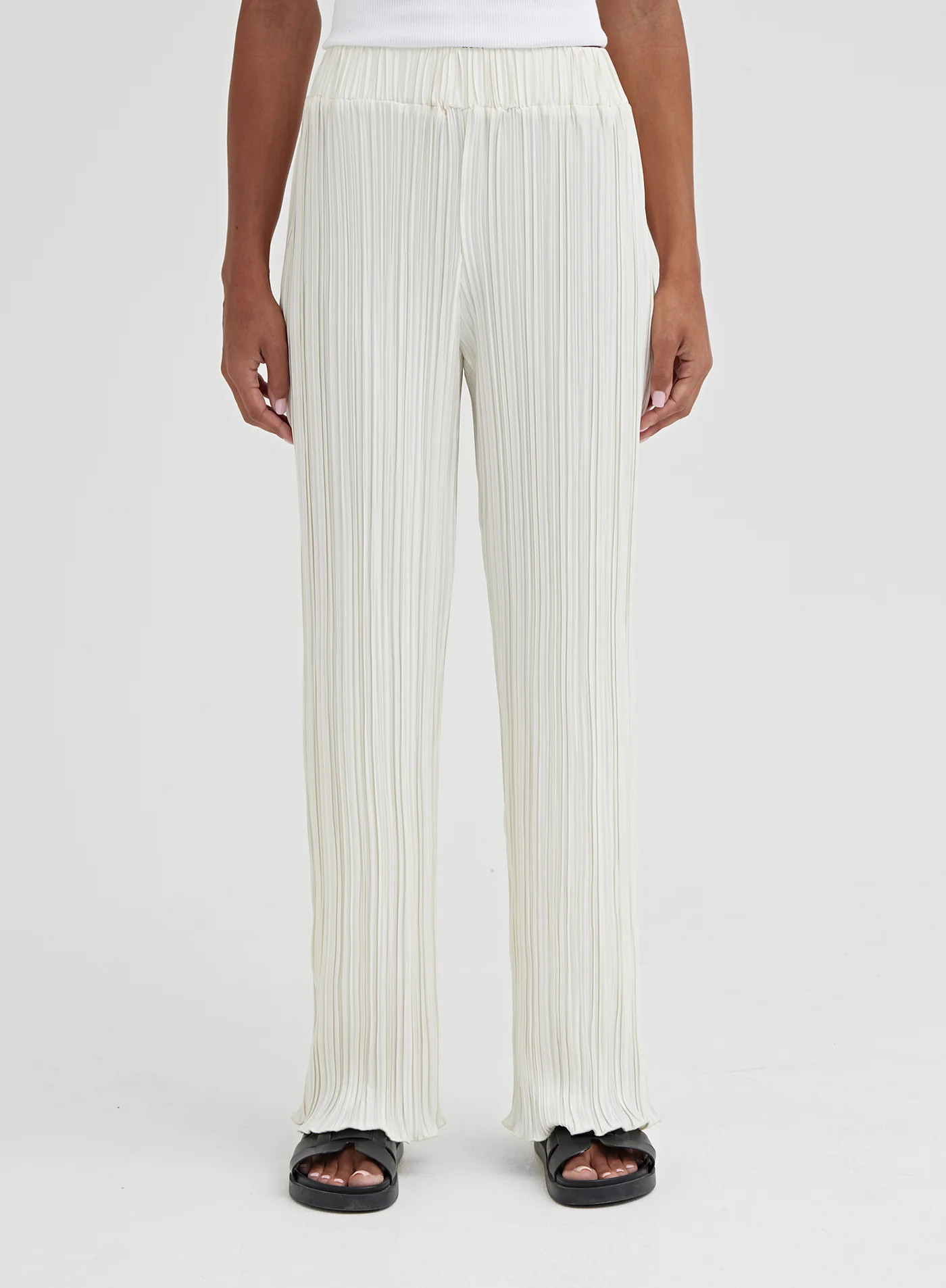 Cream Plisse Trousers - Palais | 4th & Reckless