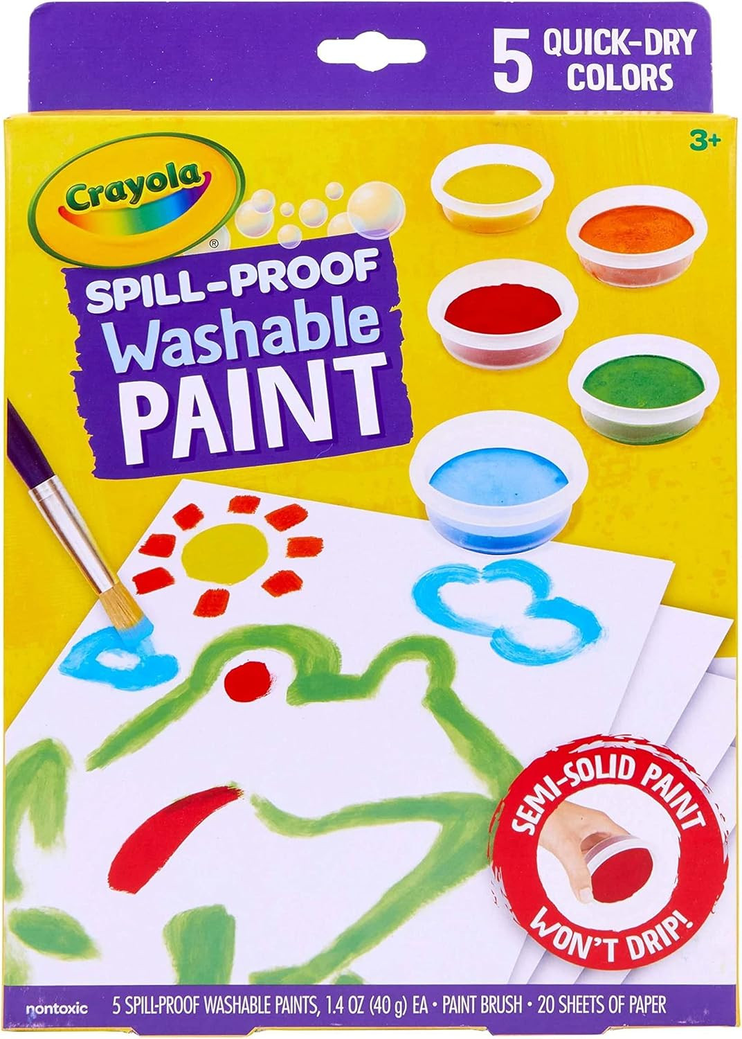 Crayola Spill Proof Paint Set, Washable Paint for Kids, Ages 3, 4, 5, 6 | Amazon (US)